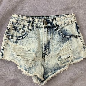 Distressed Denim Short Shorts
